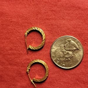 Stamped 14k smaller diamond cut pierced hoops